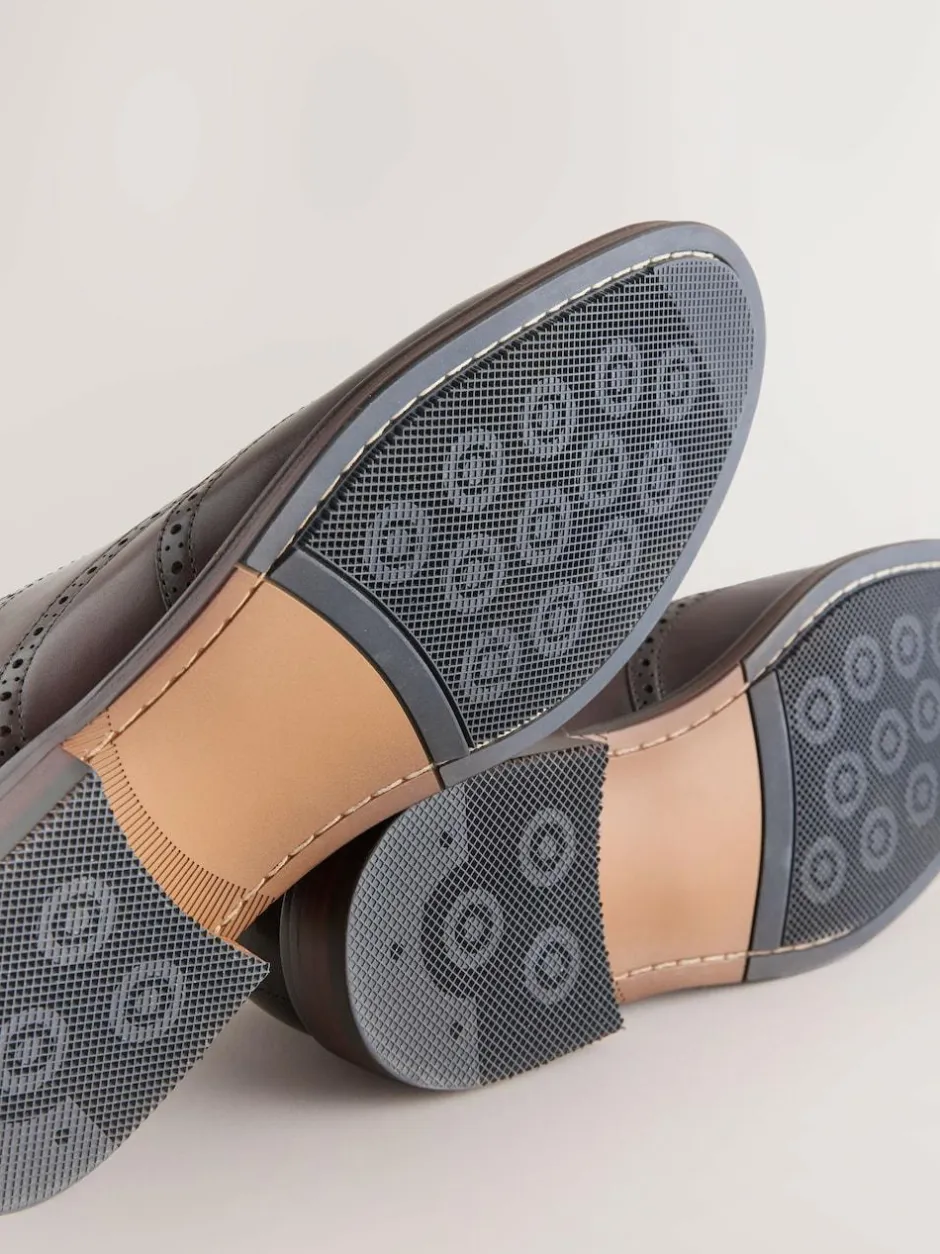 Next Oxford Wingcap Leather Shoes Brown Clearance