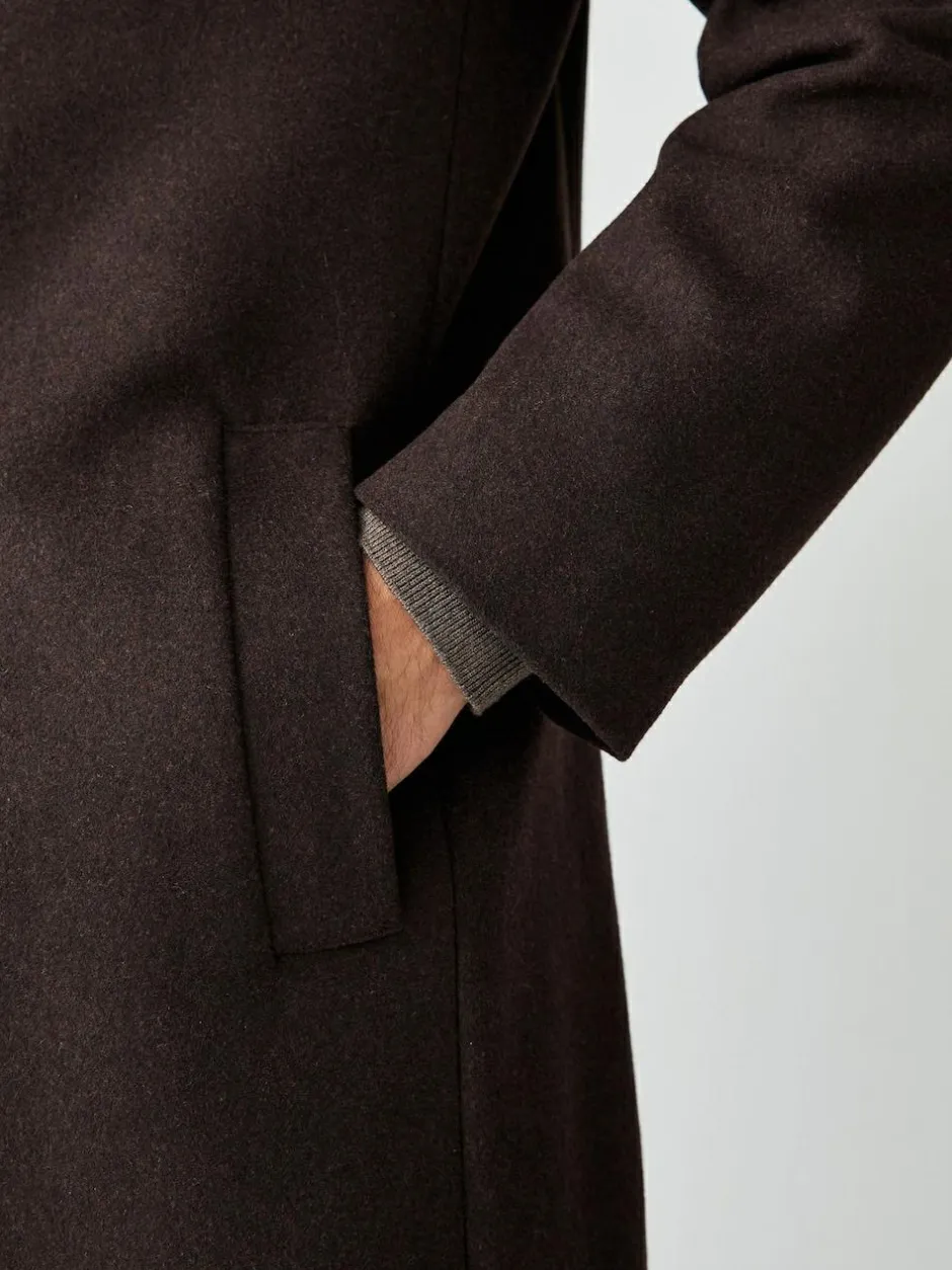 Next Regular Fit Epsom Overcoat with Wool Brown New