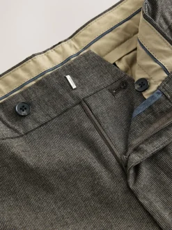 Next Regular Fit Smart Brushed Cotton Textured Trousers Brown Best