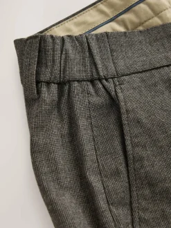 Next Regular Fit Smart Brushed Cotton Textured Trousers Brown Best