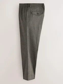 Next Regular Fit Smart Brushed Cotton Textured Trousers Brown Best