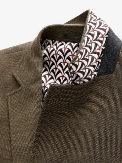 Next Regular Fit Textured Smart Blazer Brown