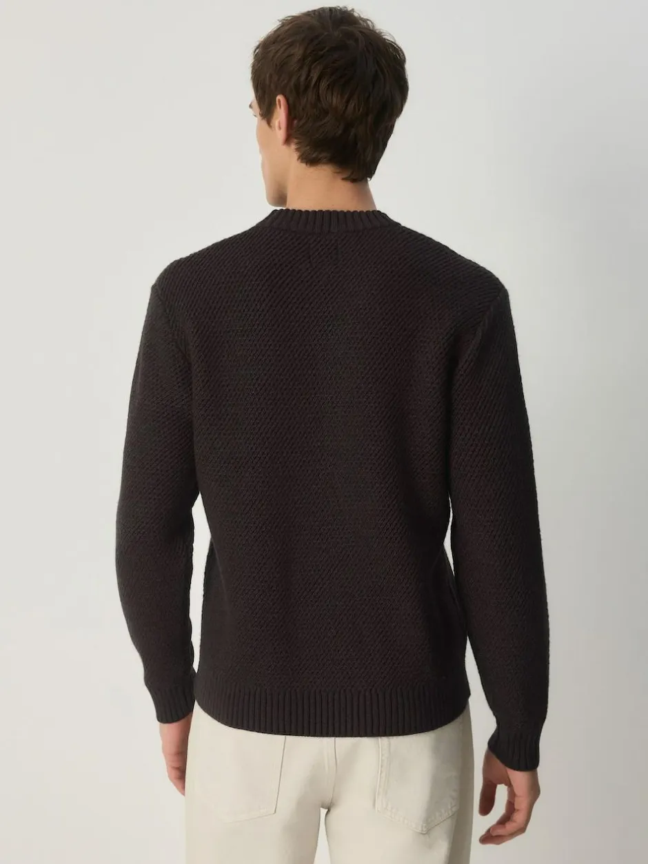Next Regular Fit Textured Crew Jumper Brown Online