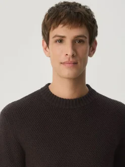 Next Regular Fit Textured Crew Jumper Brown Online