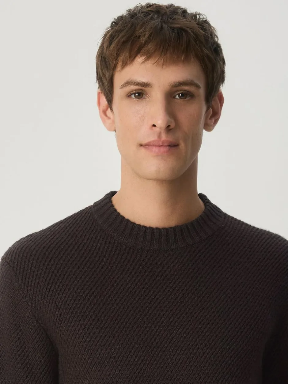 Next Regular Fit Textured Crew Jumper Brown Online
