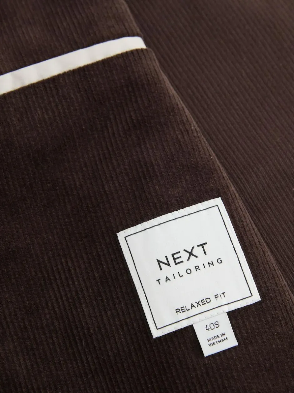 Next Relaxed Fit Corduroy Suit Jacket Brown