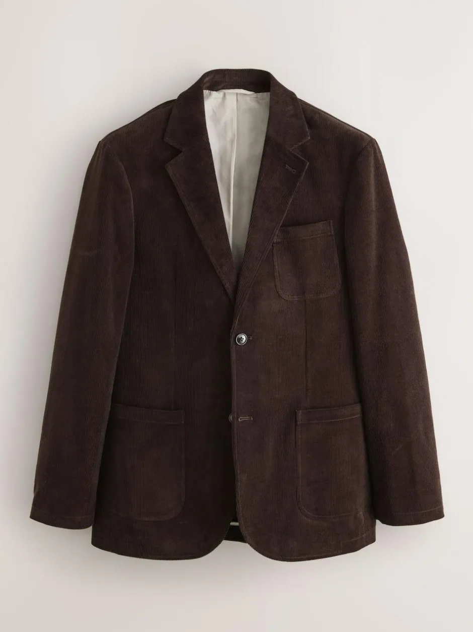 Next Relaxed Fit Corduroy Suit Jacket Brown