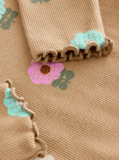 Next Brown Rib Long Sleeve T-Shirt (3mths-7yrs) New