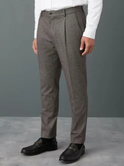 Next Slim Fit Smart Elasticated Back Textured Trousers with Stretch Brown Online