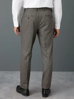 Next Slim Fit Smart Elasticated Back Textured Trousers with Stretch Brown Online