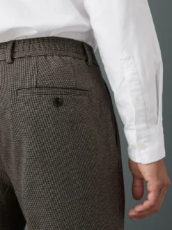 Next Slim Fit Smart Elasticated Back Textured Trousers with Stretch Brown Online