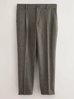 Next Slim Fit Smart Elasticated Back Textured Trousers with Stretch Brown Online