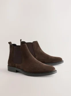 Next Brown Smart Suede Chelsea Boots