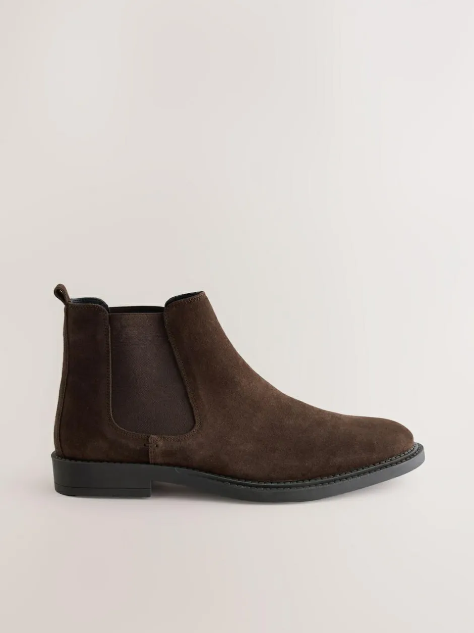 Next Brown Smart Suede Chelsea Boots