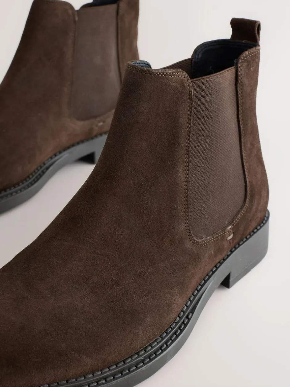 Next Brown Smart Suede Chelsea Boots