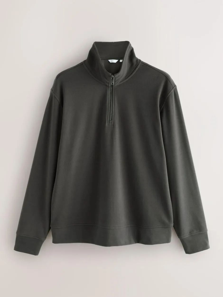 Next Soft Touch Quarter Zip Neck Fleece Brown