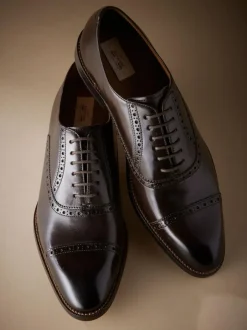 Next Standard Fit Signature Leather Sole Oxford Toe Cap Shoes Brown