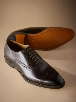 Next Standard Fit Signature Leather Sole Oxford Toe Cap Shoes Brown
