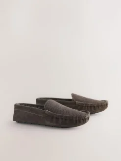 Next Suede Faux Fur Lined Moccasin Slippers Brown Online