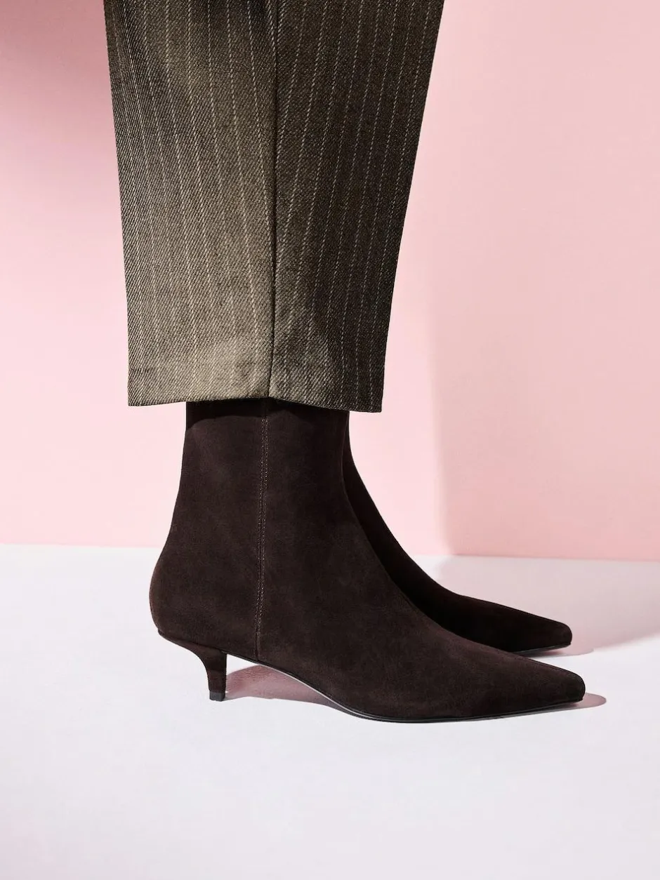 Next Tabitha Simmons x Underset Heel Ankle Boots Brown Suede New