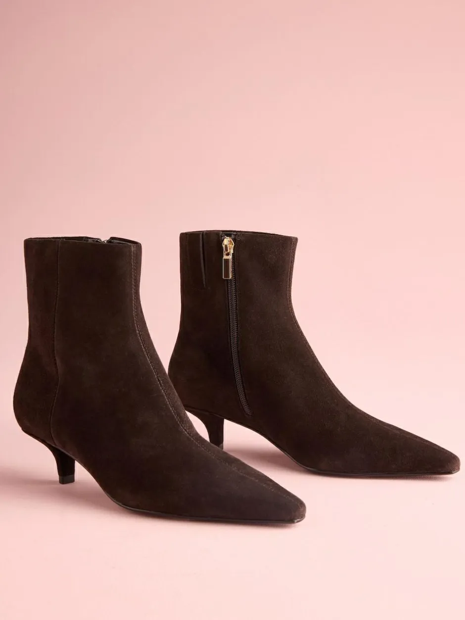 Next Tabitha Simmons x Underset Heel Ankle Boots Brown Suede New