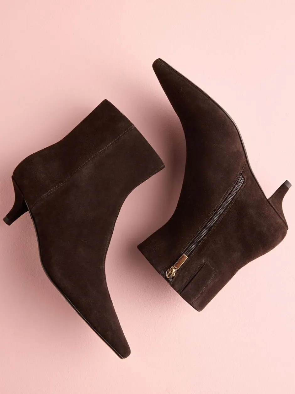 Next Tabitha Simmons x Underset Heel Ankle Boots Brown Suede New