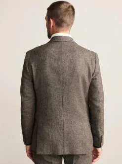 Next Tailored Fit Signature Abraham Moon 100% British Wool Donegal Suit Jacket Brown Discount