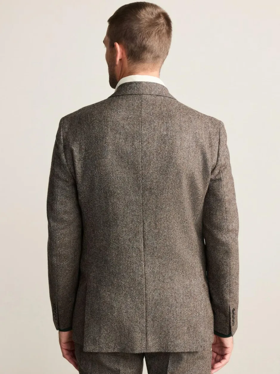 Next Tailored Fit Signature Abraham Moon 100% British Wool Donegal Suit Jacket Brown Discount