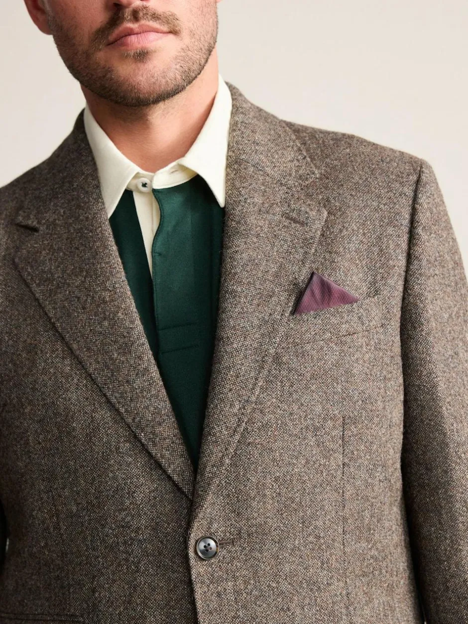Next Tailored Fit Signature Abraham Moon 100% British Wool Donegal Suit Jacket Brown Discount