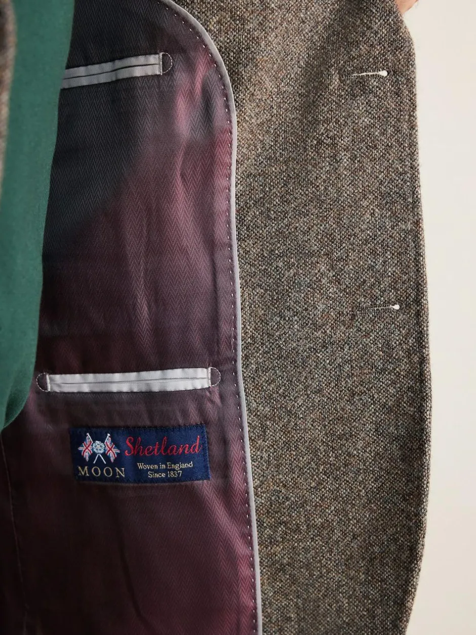 Next Tailored Fit Signature Abraham Moon 100% British Wool Donegal Suit Jacket Brown Discount