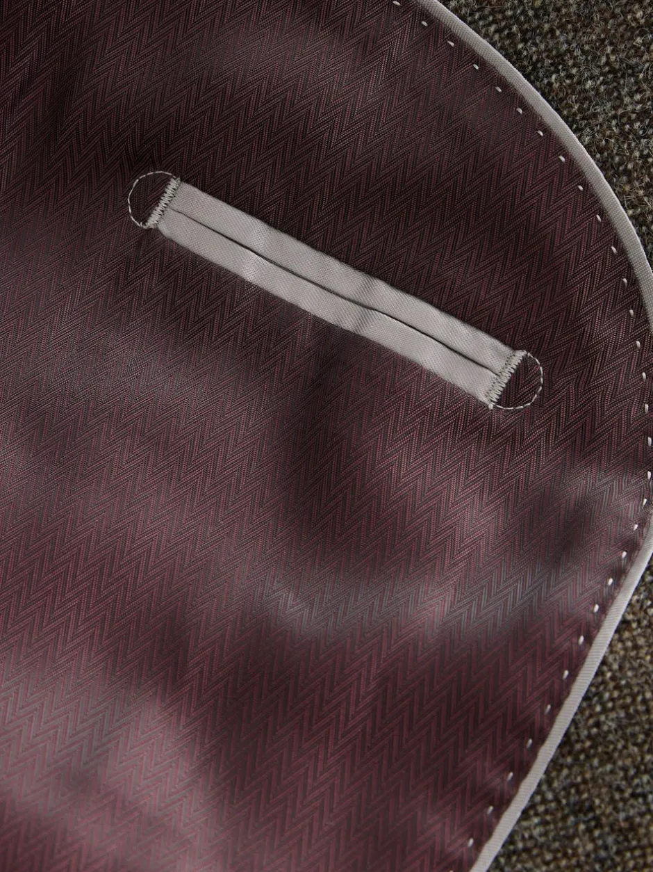 Next Tailored Fit Signature Abraham Moon 100% British Wool Donegal Suit Jacket Brown Discount