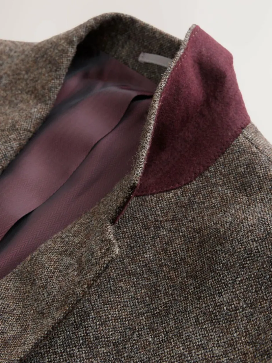 Next Tailored Fit Signature Abraham Moon 100% British Wool Donegal Suit Jacket Brown Discount