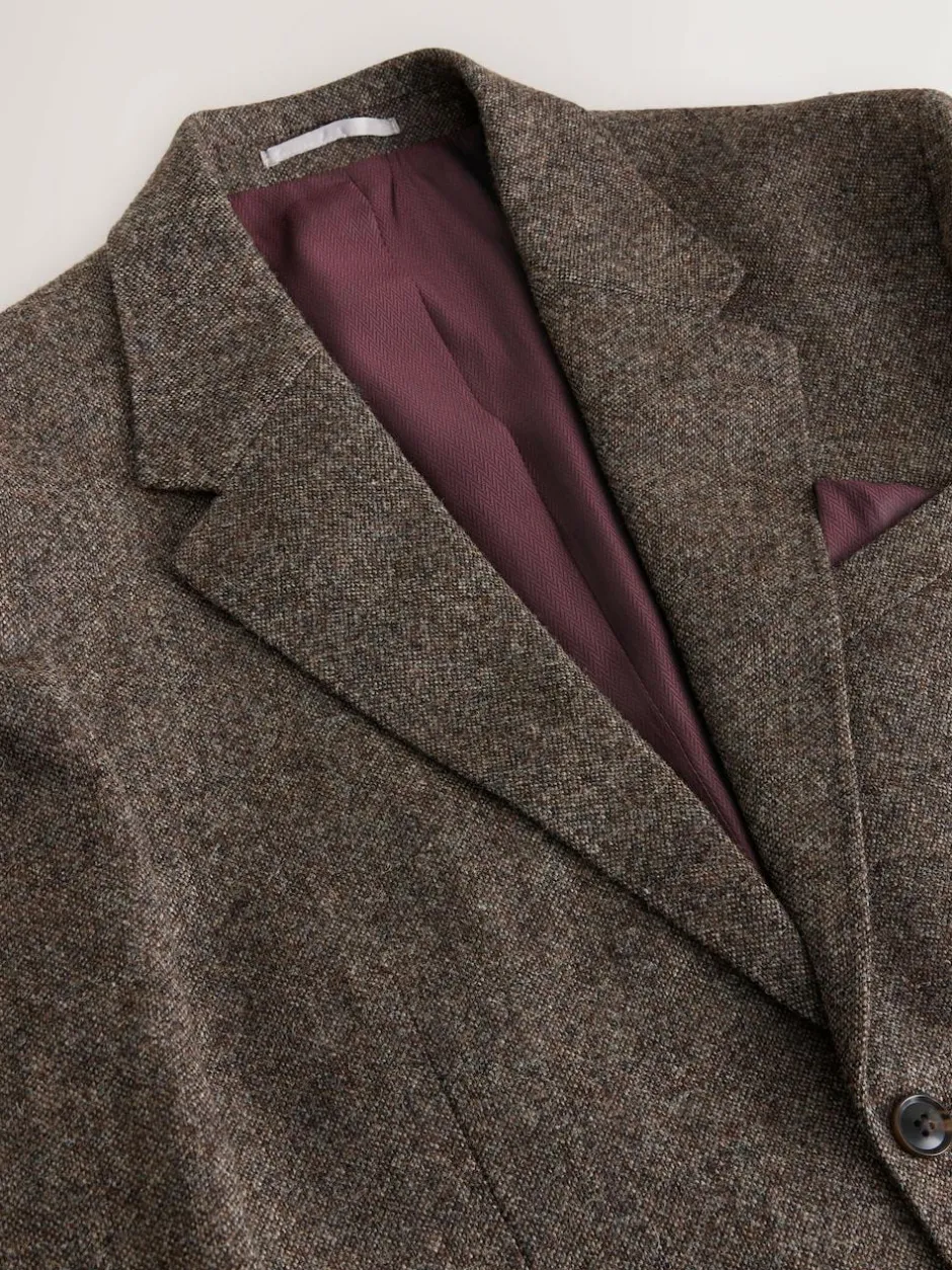 Next Tailored Fit Signature Abraham Moon 100% British Wool Donegal Suit Jacket Brown Discount