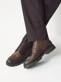 Next Brown Tall Chunky Lace-Up Brogue Boots Best