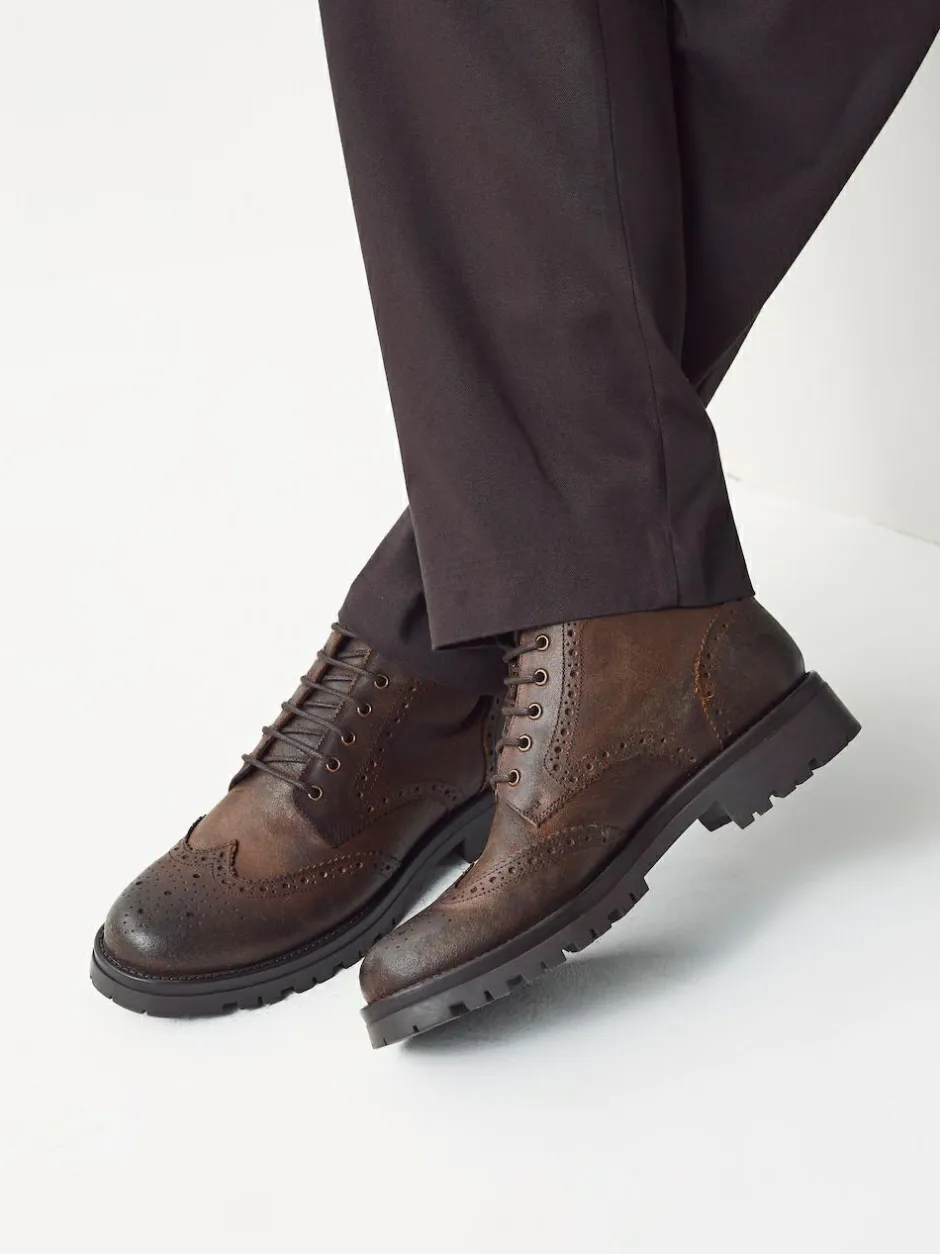 Next Brown Tall Chunky Lace-Up Brogue Boots Best