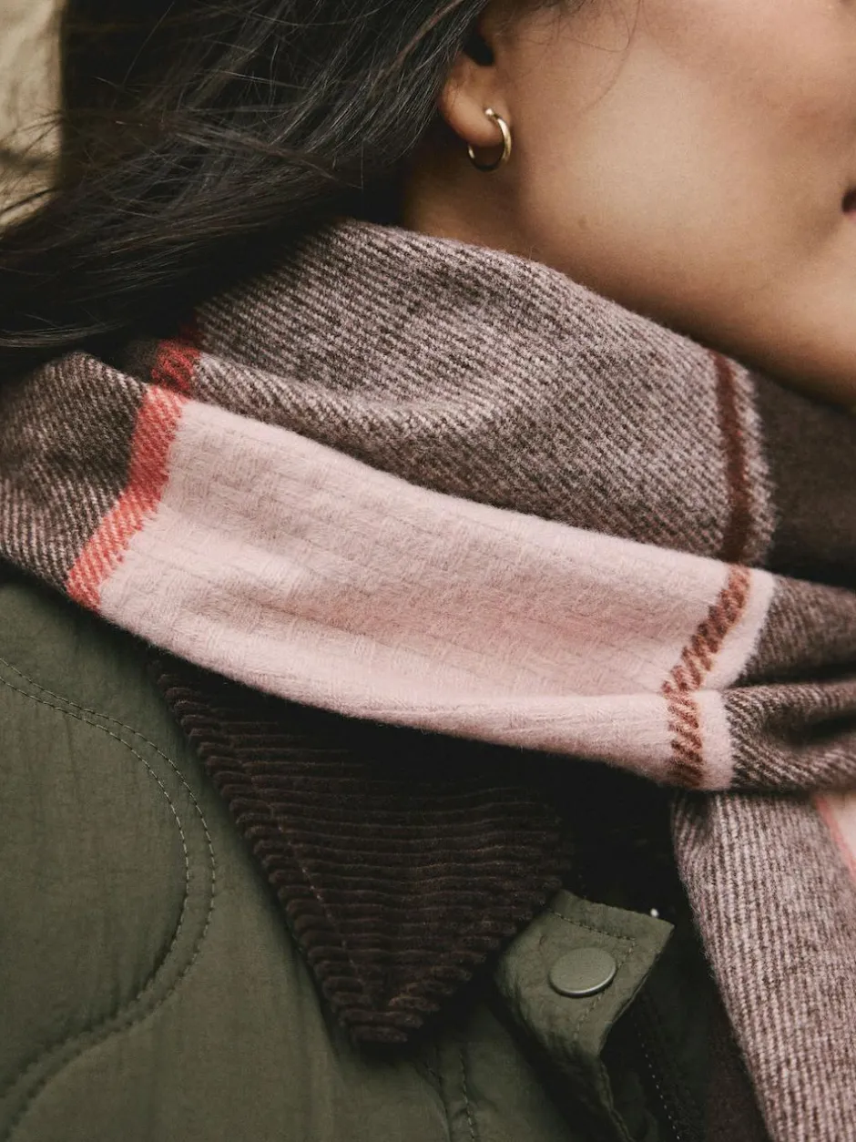 Next Brown Textured Check Midweight Scarf Online