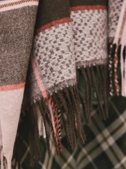 Next Brown Textured Check Midweight Scarf Online