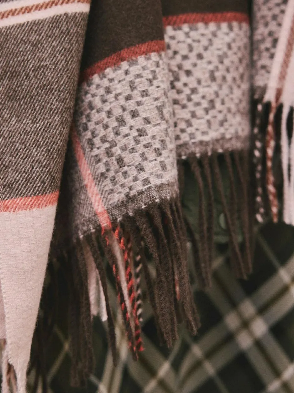 Next Brown Textured Check Midweight Scarf Online