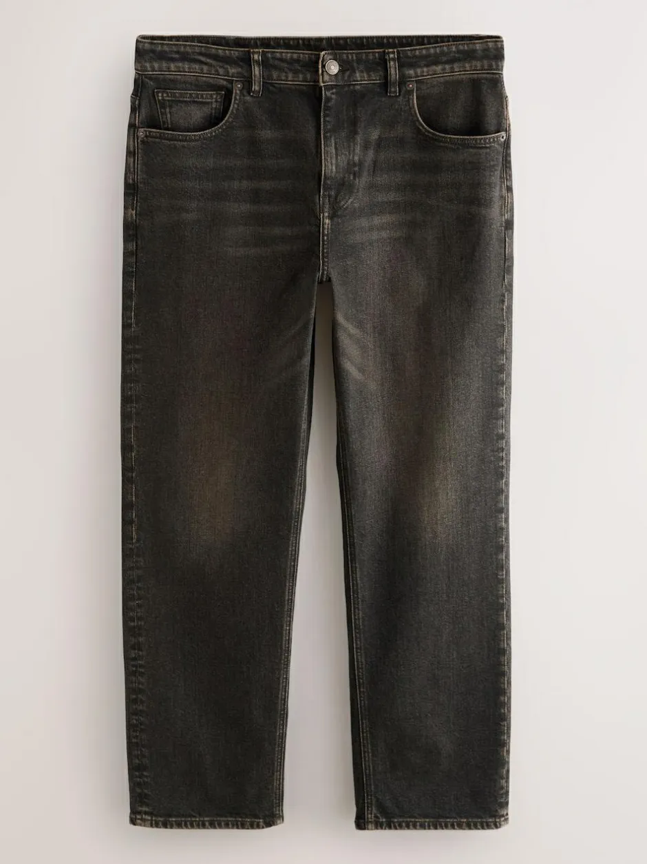 Next Brown Tint Straight Fit Vintage Wash Denim Jeans Best