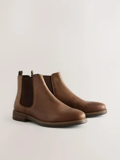 Next Waxy Leather Chelsea Boots Brown Discount
