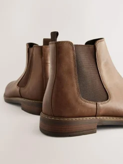 Next Waxy Leather Chelsea Boots Brown Discount