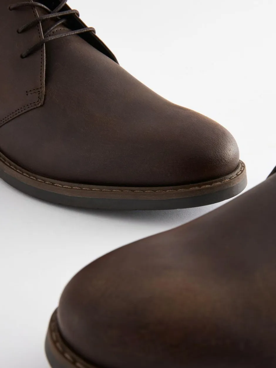 Next Waxy Leather Chukka Boots Brown Sale