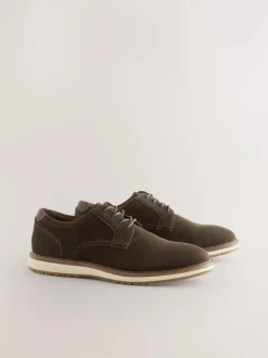 Next Brown Wedge Derby Shoes New