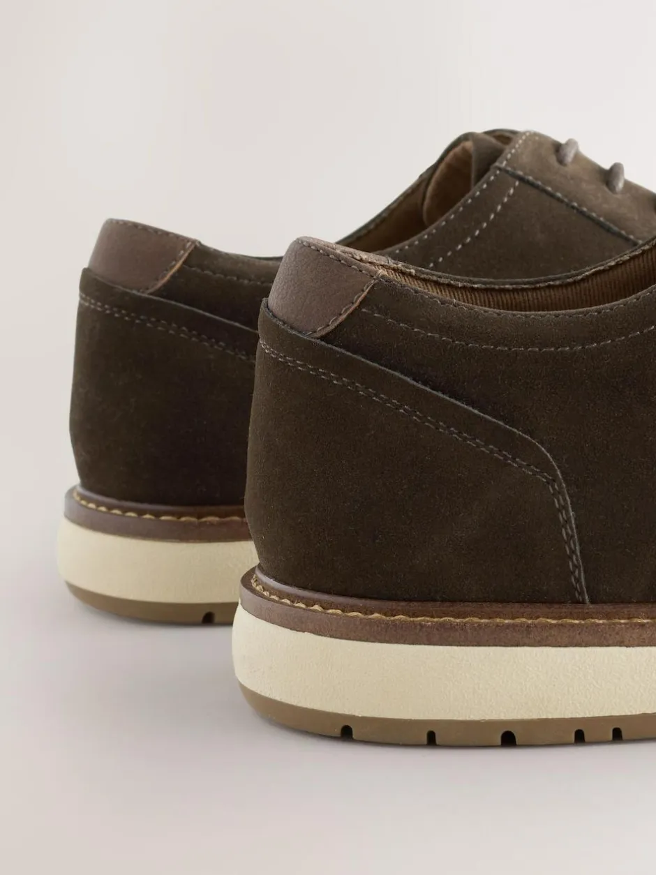 Next Brown Wedge Derby Shoes New