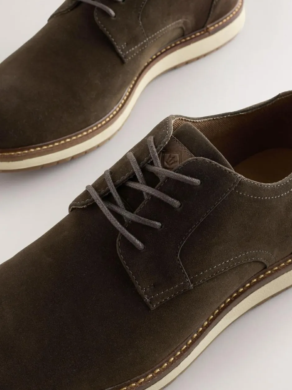 Next Brown Wedge Derby Shoes New