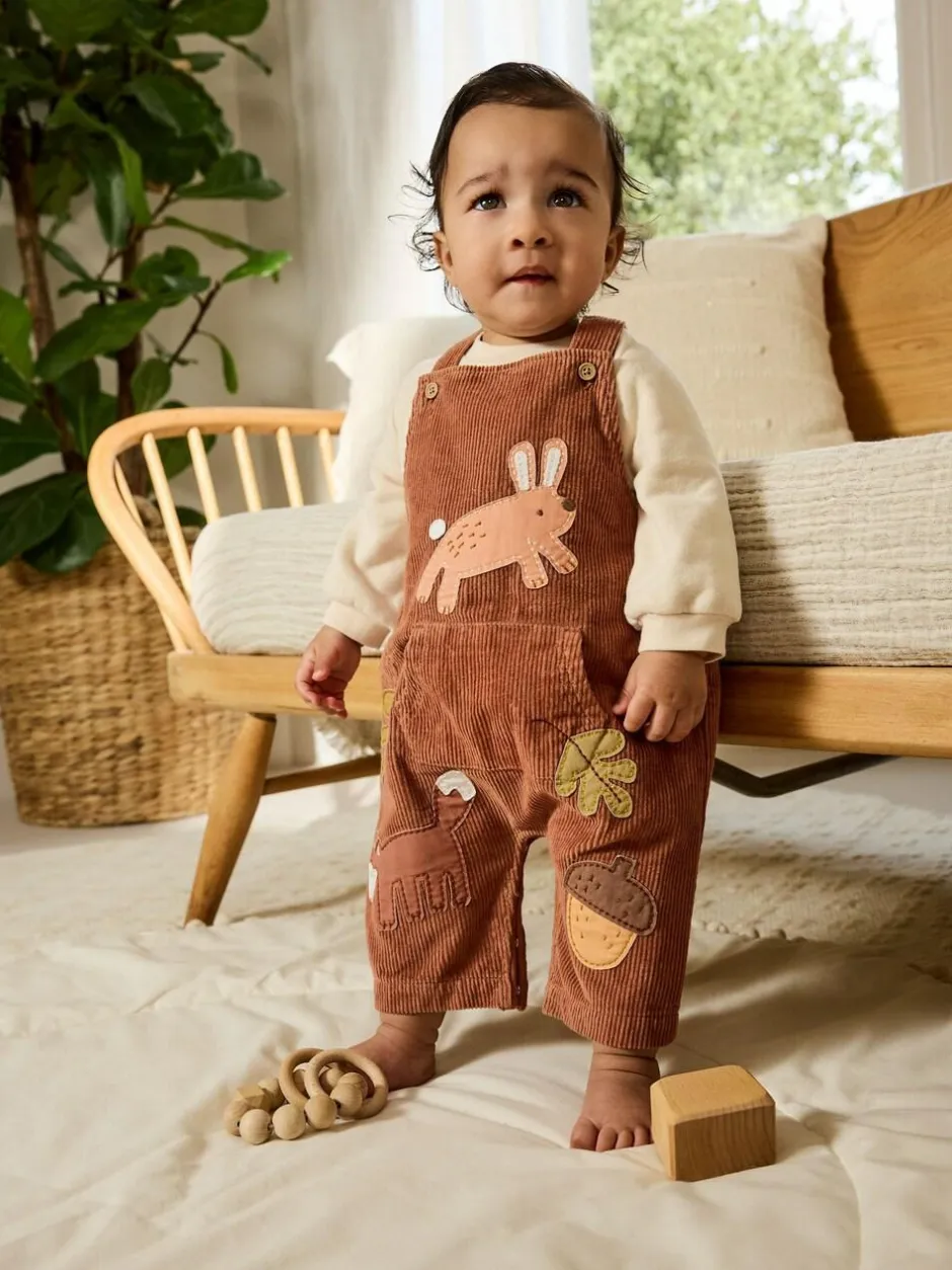Next Brown Woodland Cord Dungarees and Bodysuit Set (0mths-2yrs) Sale