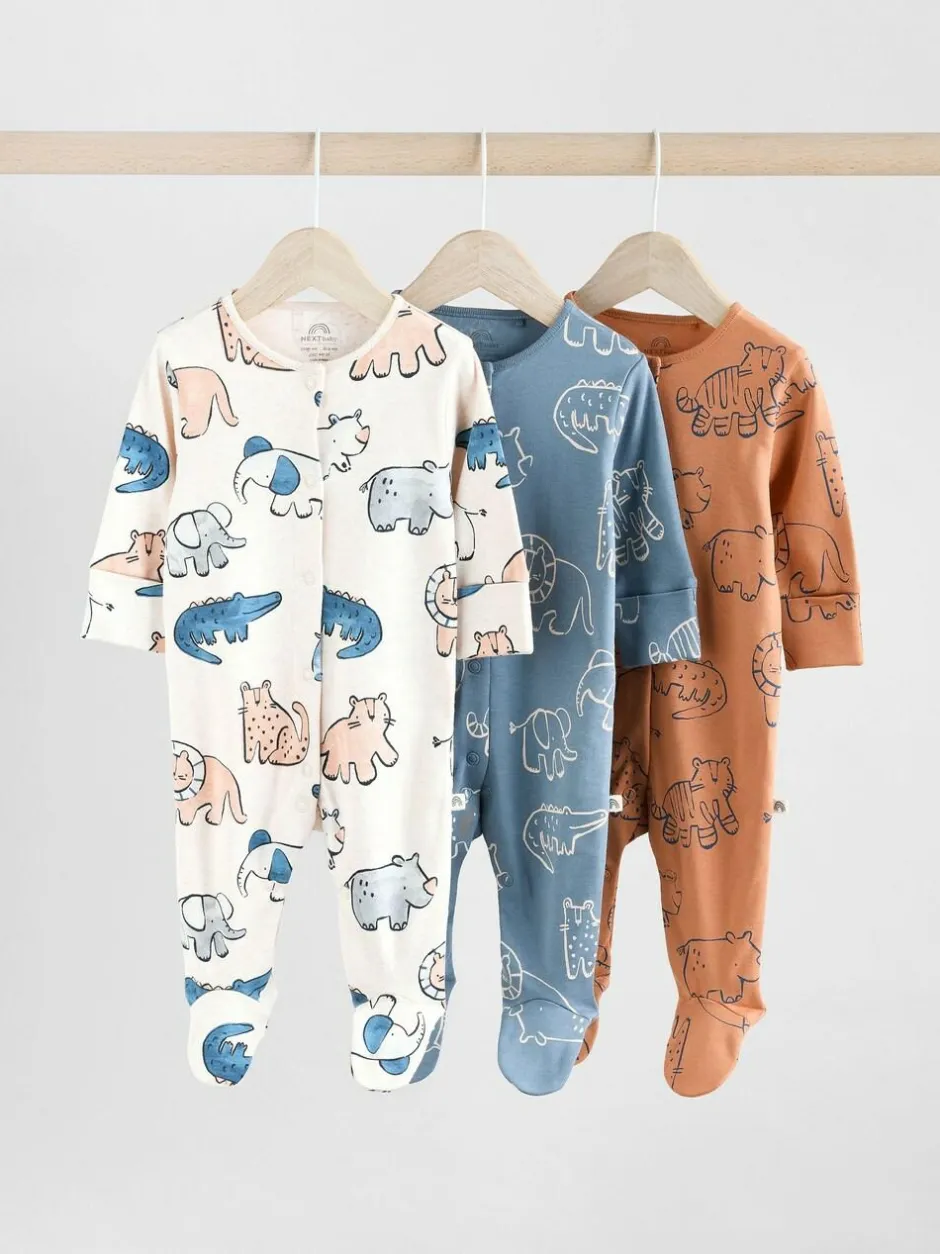 Next Brown/Blue Baby Sleepsuits 3 Pack (0mths-3yrs) Hot