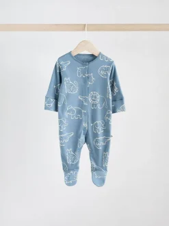 Next Brown/Blue Baby Sleepsuits 3 Pack (0mths-3yrs) Hot