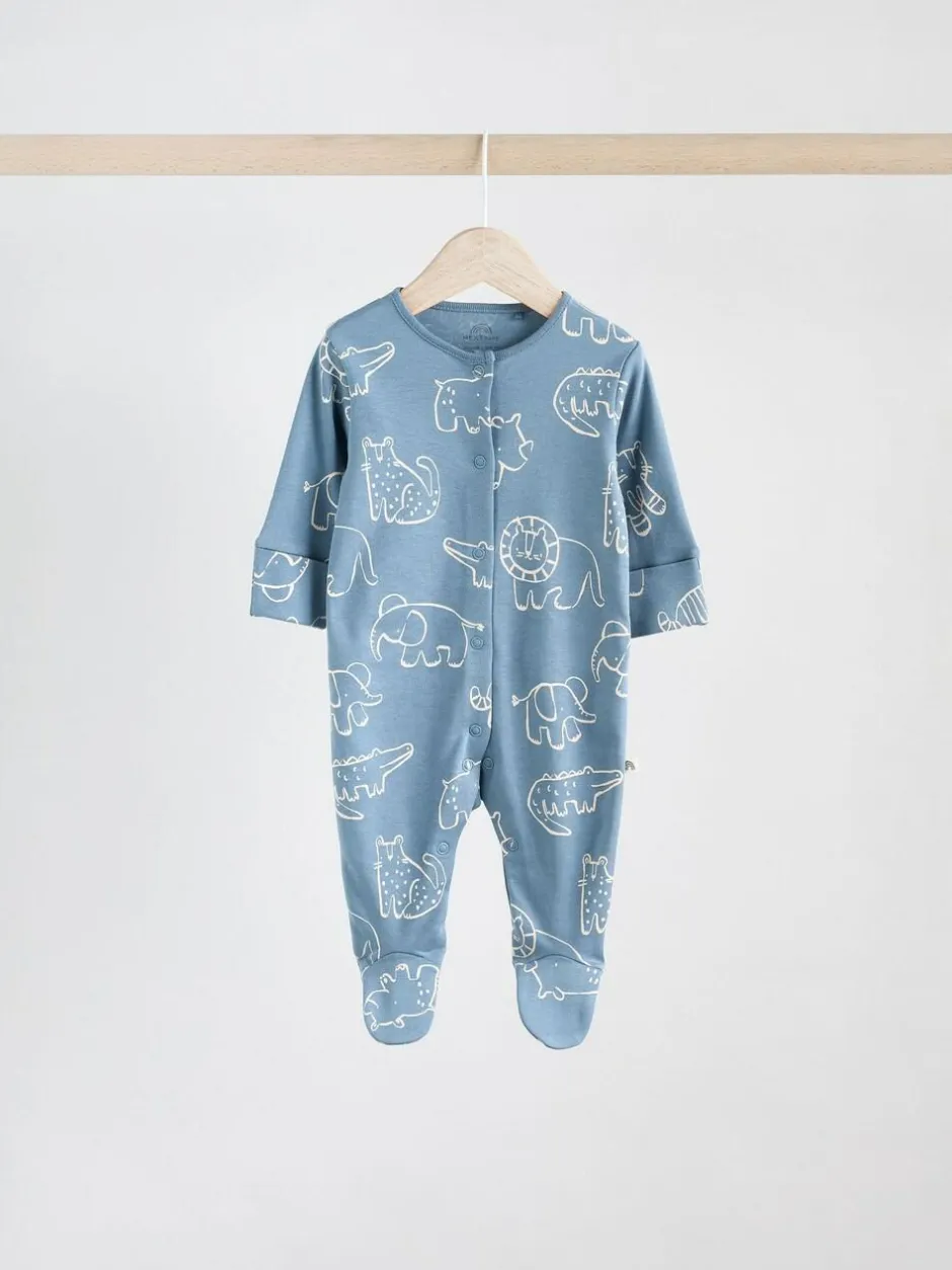 Next Brown/Blue Baby Sleepsuits 3 Pack (0mths-3yrs) Hot