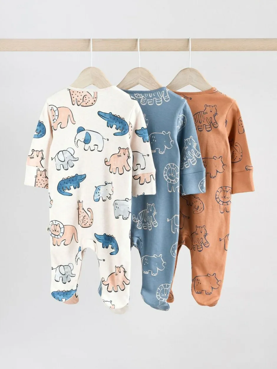 Next Brown/Blue Baby Sleepsuits 3 Pack (0mths-3yrs) Hot